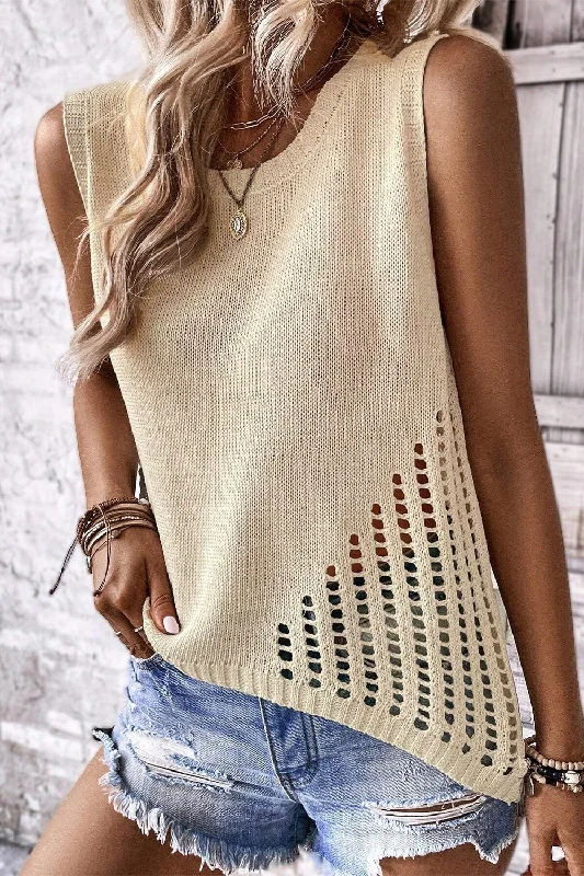 Openwork Knit Vest Ladies Tank Top flowy tank top