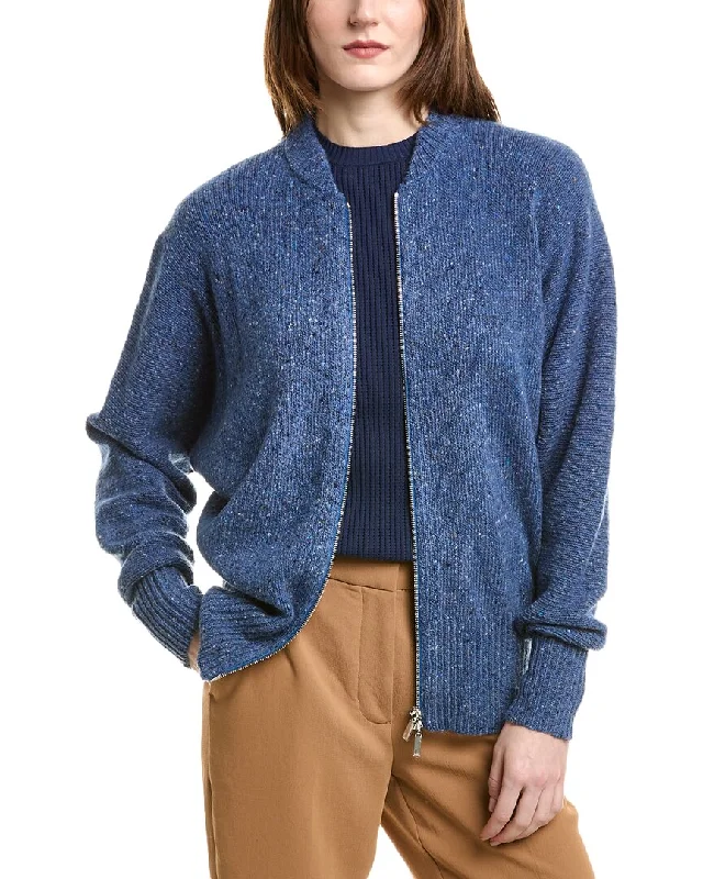 Lafayette 148 New York Zip Front Cashmere & Wool-Blend Cardigan Striped Floral Plaid Lafayette 148 New York Zip Front Cashmere & Wool-Blend Cardigan Striped Floral Plaid