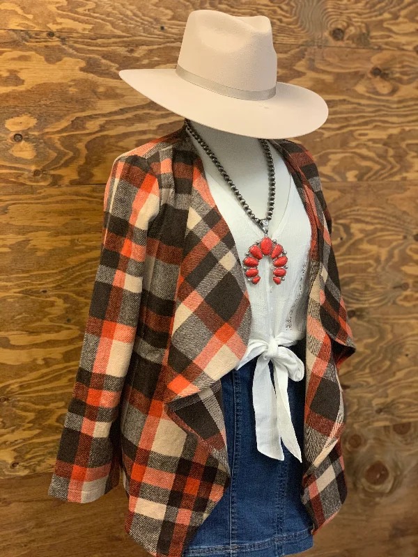 Western Colored Cardigan Front Pockets Side Pockets Patch Pockets
