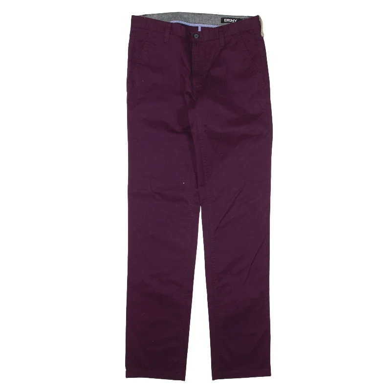 DKNY Trousers Purple Slim Straight Womens W30 L32 Trousers Leather Faux