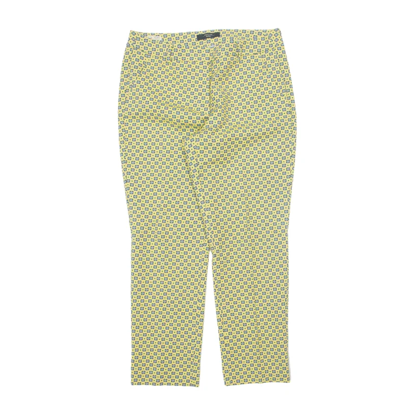 MAX MARA Weekend Stretch Floral Design Trousers Yellow Regular Tapered Womens W32 L28 Trousers Plaid Checkered