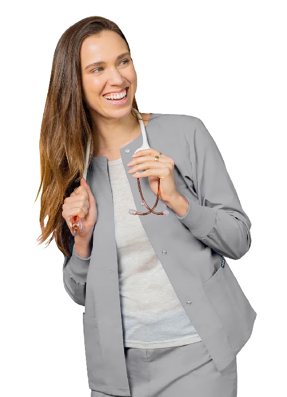 Workwear Scrubs Jacket by Adar XXS-5XL / Silver Gray Jersey Jacket Tulle Jacket Batik Jacket