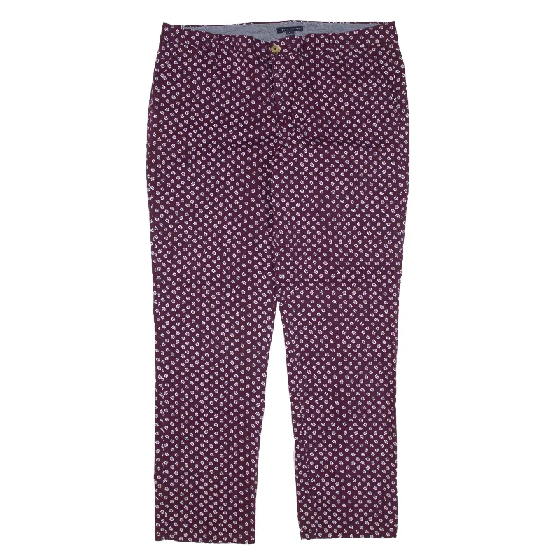 TOMMY HILFIGER Floral Trousers Purple Slim Tapered Womens W36 L29 Trousers Hiking Durable