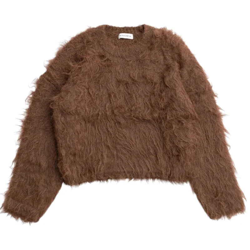 [MAISON SPECIAL]Fluffy Shaggy Knit Pullover/BROWN(21242365702) Ruffle Sleeve Feminine