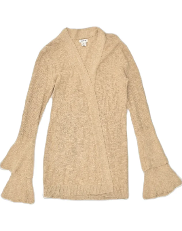 J. CREW Womens Cardigan Sweater UK 2 2XS Beige Cotton Modern Contemporary chic