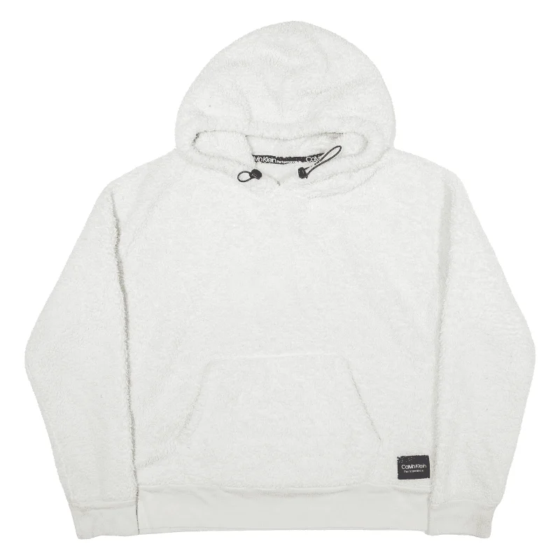 CALVIN KLEIN Fleece Hoodie White Pullover Womens S dolman Sleeve Top