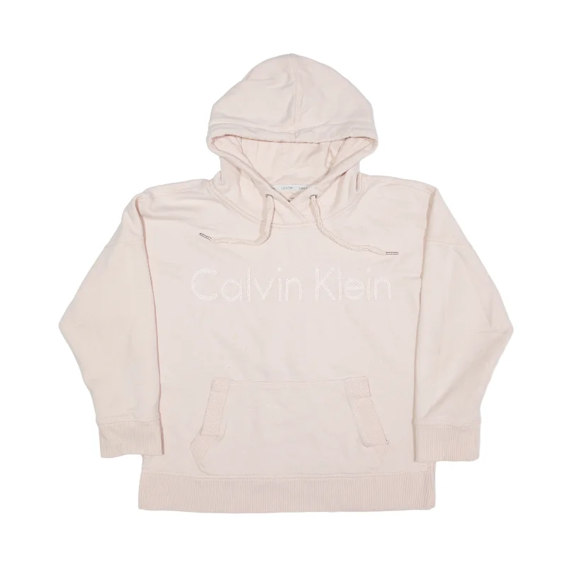 CALVIN KLEIN Hoodie Pink Pullover Womens M Chunky Knit Pullover