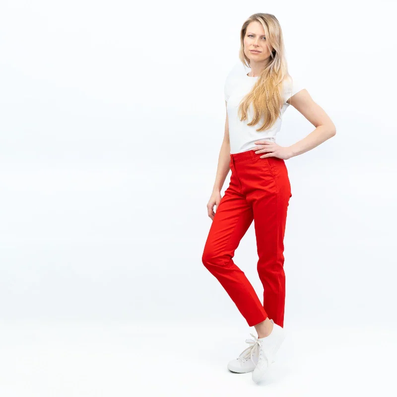 M&S Red Stretch Cotton Chino Trousers with 4 Pockets Trousers sophisticated sleek