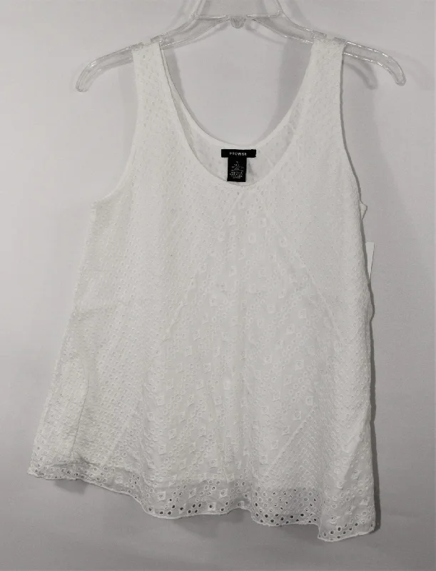 Premise White Eyelet Tank Top | S stylish tank top