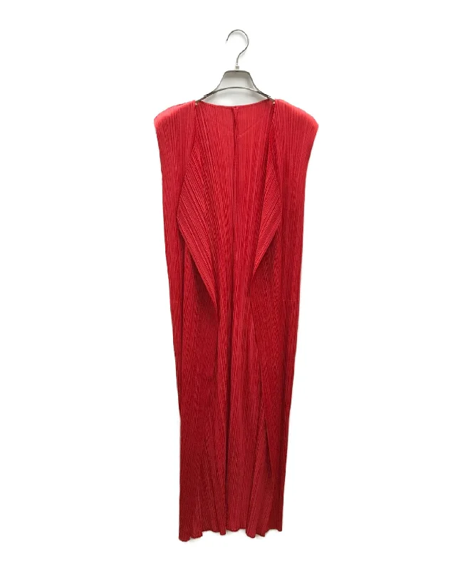 [Pre-owned] PLEATS PLEASE Pleated sleeveless long cardigan Welt Pockets Slit Pockets Flap Pockets