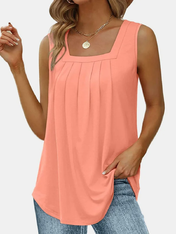 Ruched Square Neck Tank Top (several colors) long tank top