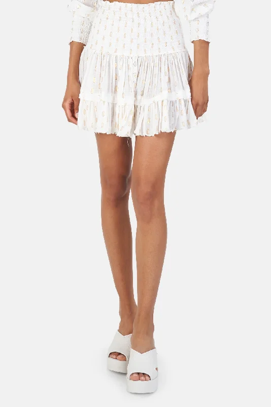 Sunday Saint Tropez White Pomponette Skirt velvet skirt sumptuous