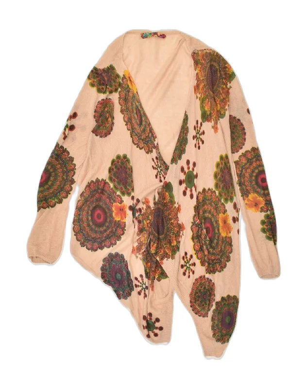 DESIGUAL Womens Asymmetric Cardigan Sweater UK 16 Large Beige Patchwork Elegant Classic Vintage DESIGUAL Womens Asymmetric Cardigan Sweater UK 16 Large Beige Patchwork Elegant Classic Vintage
