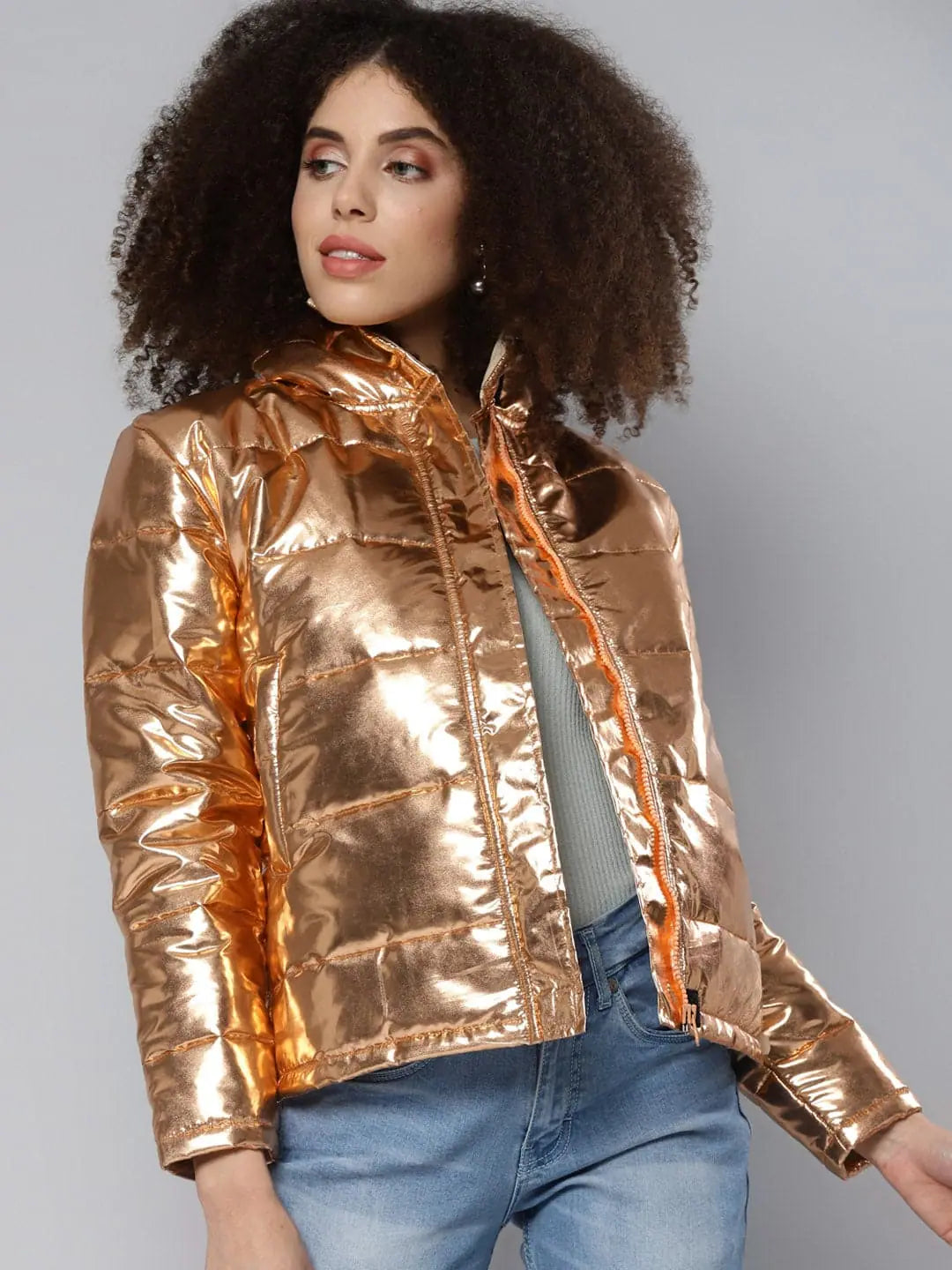 Women Solid Copper Full Sleeve Jacket Chenille Jacket Brocade Jacket Lace Jacket
