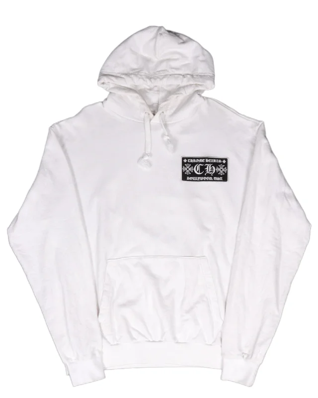 Hollywood Patch Logo Hoodie Hoodie with Hem Fringe Bohemian Relaxed