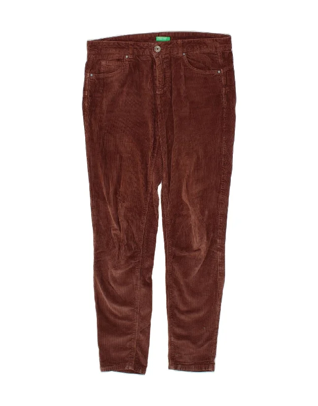 BENETTON Womens Slim Corduroy Trousers UK 10 Small Brown Cotton Trousers Summer Linen BENETTON Womens Slim Corduroy Trousers UK 10 Small Brown Cotton Trousers Summer Linen