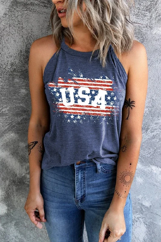 USA Flag Ladies Tank Top lace tank top