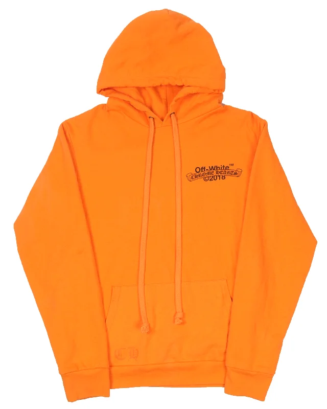 Off-White Orange Hoodie Hoodie with Front Slit Layering Stylish