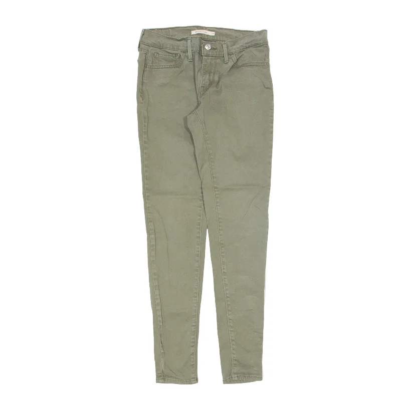 LEVI'S 710 Trousers Green Slim Skinny Womens W27 L30 Trousers Sale Discount