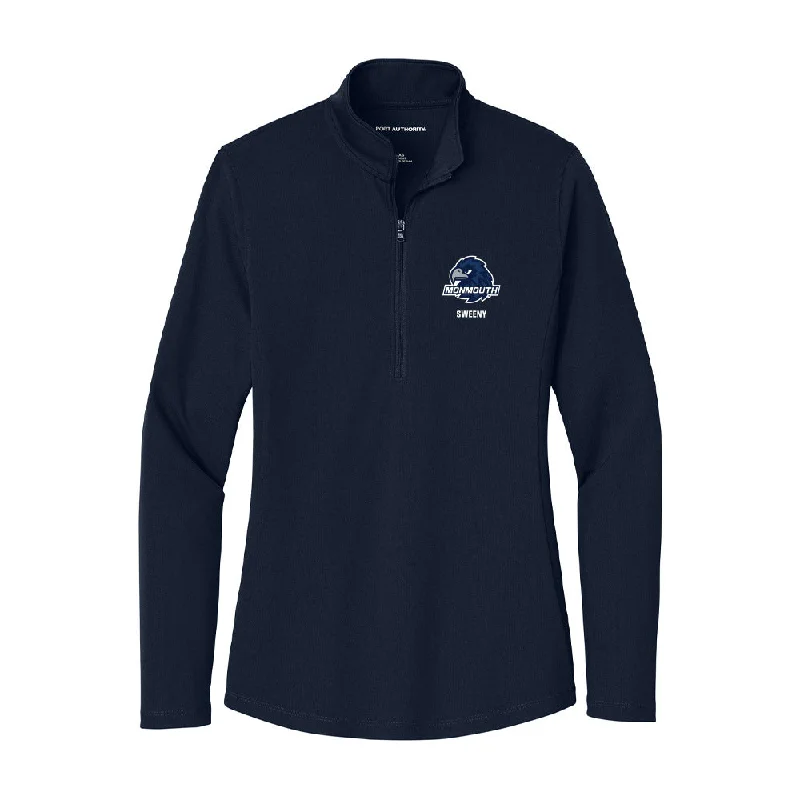 Monmouth - NCAA Women's Bowling : Siyah Sweeny - Women's Lightweight Quarter Zip Jacket Denim Fabric Leather Fabric Suede Fabric Monmouth - NCAA Women's Bowling : Siyah Sweeny - Women's Lightweight Quarter Zip Jacket Denim Fabric Leather Fabric Suede Fabric
