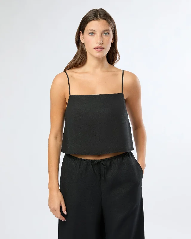 Air Linen Square Neck Tank Top off shoulder tank