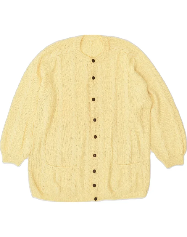 VINTAGE Womens Cardigan Sweater UK 18 XL Yellow Cashmere Blend Cotton Blend Poly Blend VINTAGE Womens Cardigan Sweater UK 18 XL Yellow Cashmere Blend Cotton Blend Poly Blend
