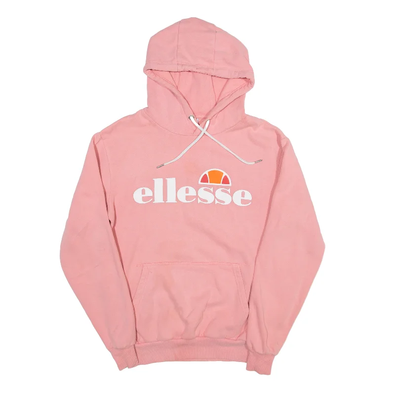 ELLESSE Hoodie Pink Pullover Womens UK 10 Lapel Neck Sweater