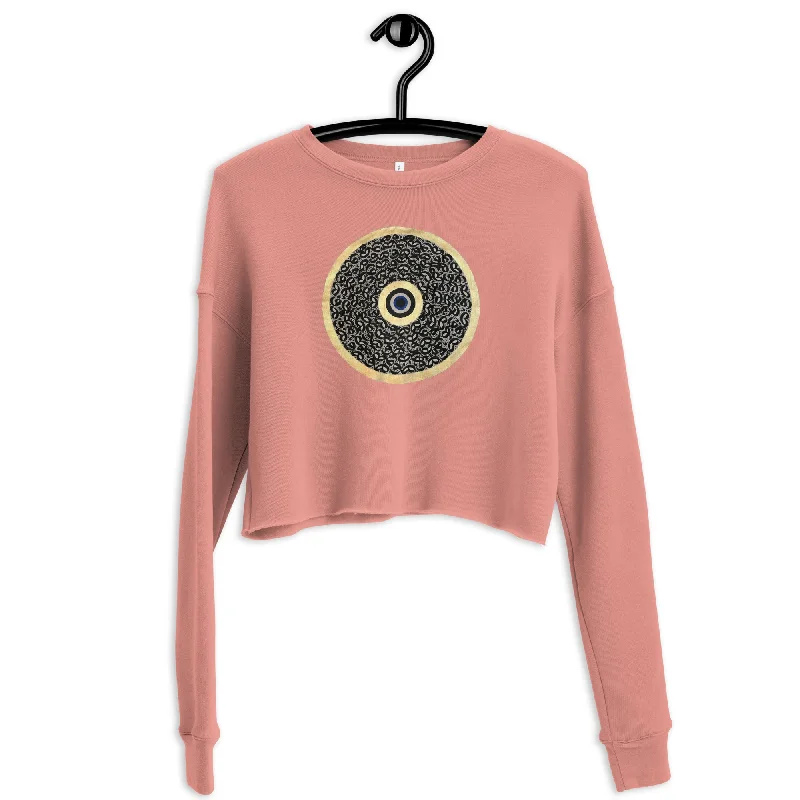 GOLDEN CALLIGRAPHY 2 Women's Crop Sweatshirt Hoodie with Color Block Contrast Stylish