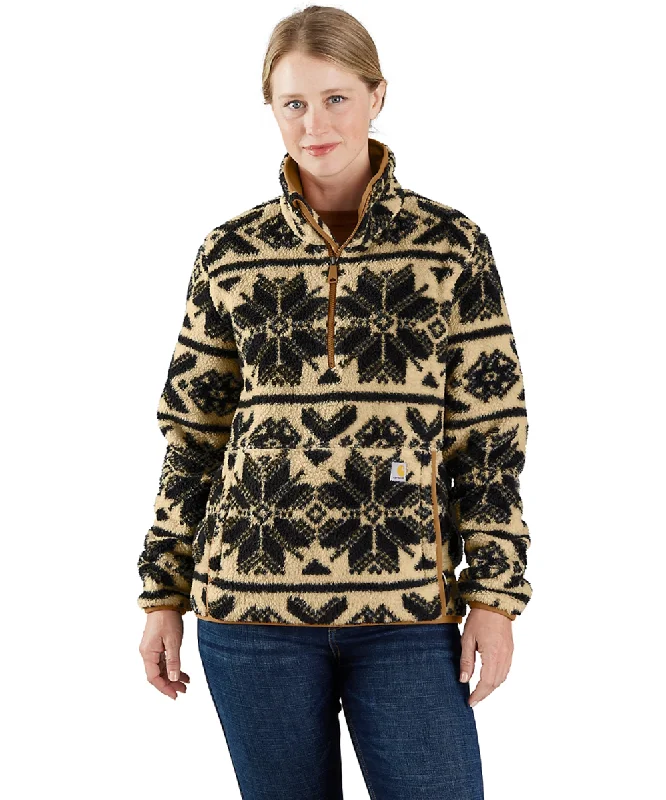 Carhartt Women's Fleece Pullover Jacket - Oat Milk Fairisle Oblong Neck Pullover