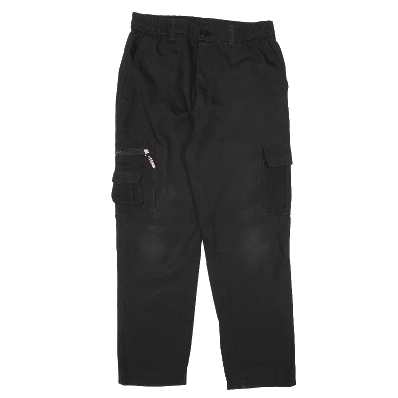 Cargo Trousers Black Slim Straight Womens W28 L26 Trousers practical durable