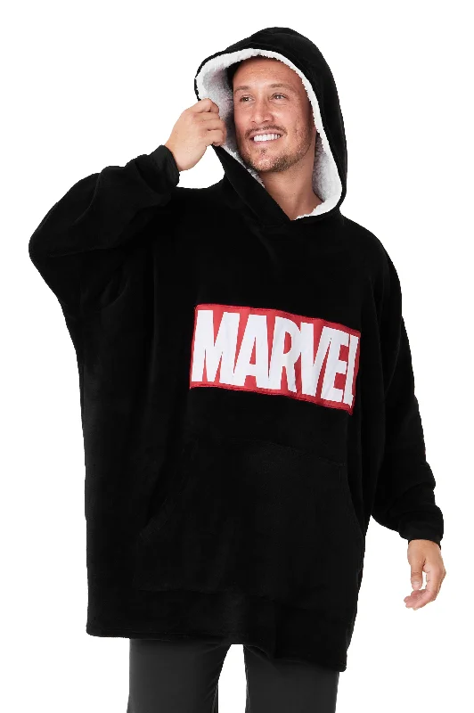 Marvel Hoodies For Men, BLACK Fleece Oversized Hoodie Blanket, Avengers Gifts for Men Hoodie Jacket Zipper Layering