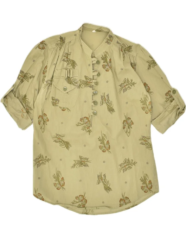 VINTAGE Womens 3/4 Sleeve Pullover Shirt UK 14 Medium Green Floral Thin Wool Pullover VINTAGE Womens 3/4 Sleeve Pullover Shirt UK 14 Medium Green Floral Thin Wool Pullover