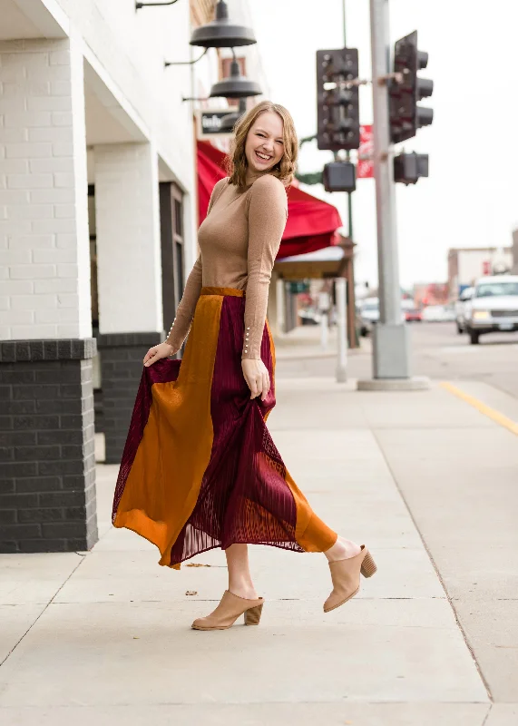 Colorblock Maxi Skirt - FINAL SALE velvet skirt glossy