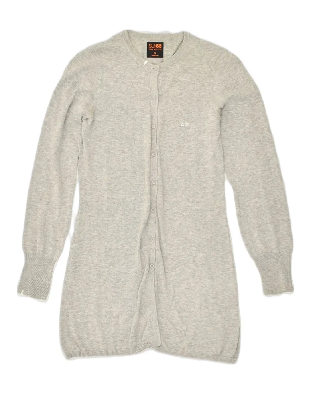 SUN68 Womens Longline Cardigan Sweater UK 12 Medium Grey Cotton Fleece Fabric Down Fabric Feather Fabric SUN68 Womens Longline Cardigan Sweater UK 12 Medium Grey Cotton Fleece Fabric Down Fabric Feather Fabric