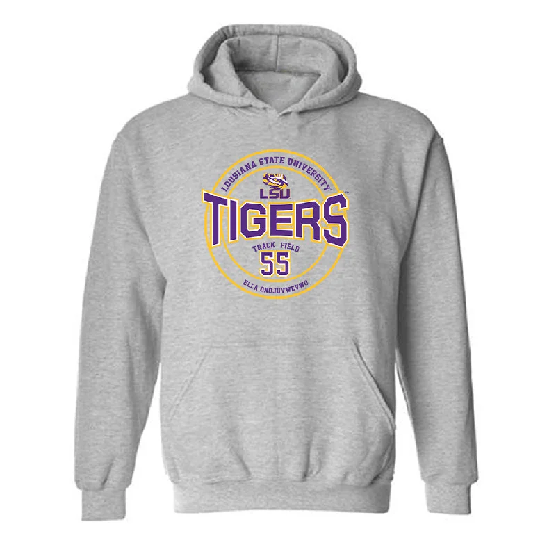 LSU - NCAA Women's Track & Field : Ella Onojuvwevwo - Classic Fashion Shersey Hooded Sweatshirt Hoodie with Illustration Artistic Creative