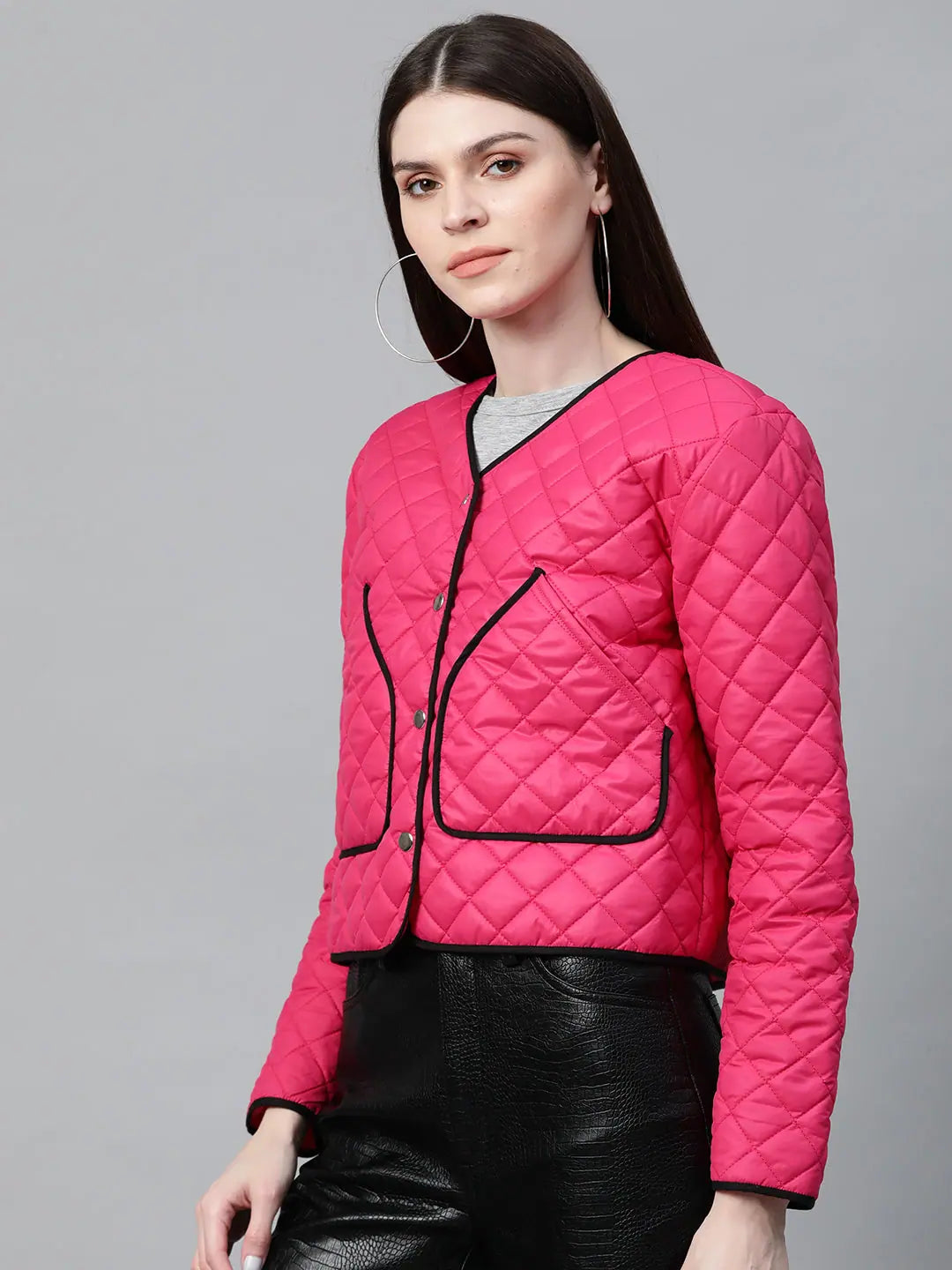 Women Solid Pink Full Sleeve Jacket Trench Coat Raincoat Waterproof Jacket
