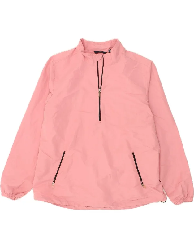 IZOD Womens Pullover Rain Jacket UK 18 XL Pink Polyester Fitted Ribbed Sweater