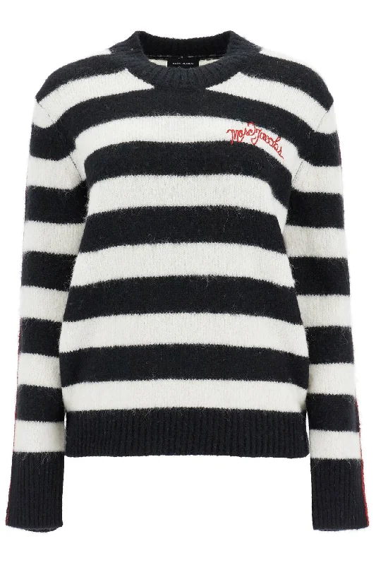 Pullover The Striped Brushed Logo Sweater  - White Button Front Sweater