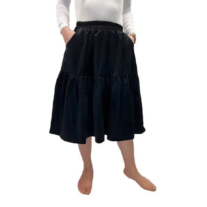 Women's Elasticated Velour Yoke Skirt midi skirt versatile