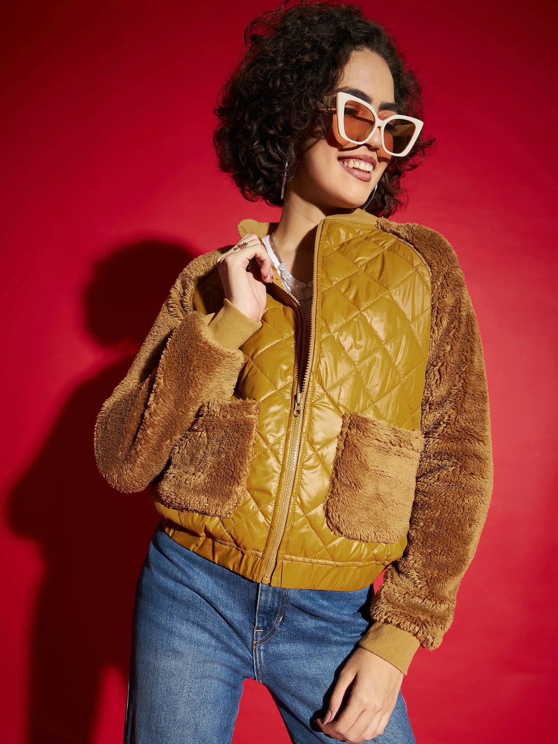 Women Solid Standard Mustard Full Sleeve Jacket Cotton Fabric Linen Fabric Terry Fabric