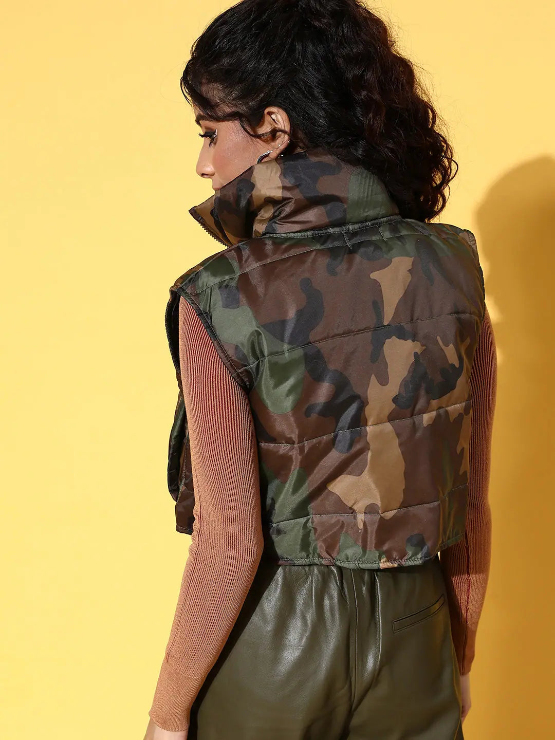 Women Printed Standard Green Jacket Insulated Jacket Fitted Jacket Loose Jacket