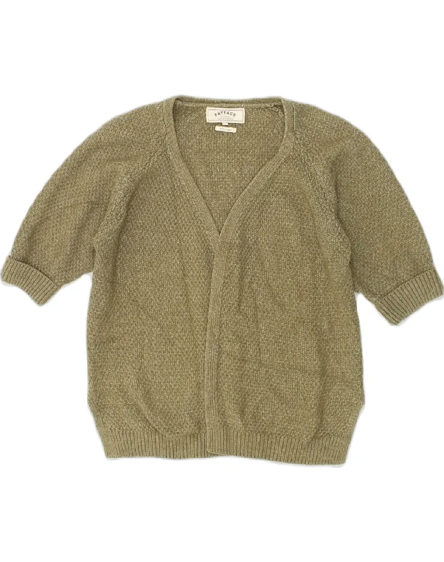 FAT FACE Womens Short Sleeve Cardigan Sweater UK 10 Small Brown Viscose Boxy Cardigan Fitted Cardigan A-Line FAT FACE Womens Short Sleeve Cardigan Sweater UK 10 Small Brown Viscose Boxy Cardigan Fitted Cardigan A-Line