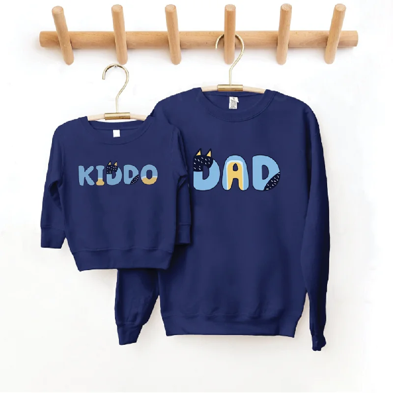 Puppy Dog - Dad and Kiddo Matching Sweatshirt Hoodie with Mock Neck Collared Structured