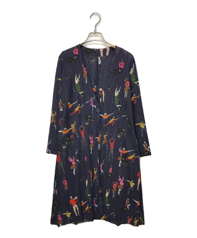 [Pre-owned] PLEATS PLEASE long pleated cardigan PP53-EN681 Satin Fabric Silk Fabric Chiffon Fabric