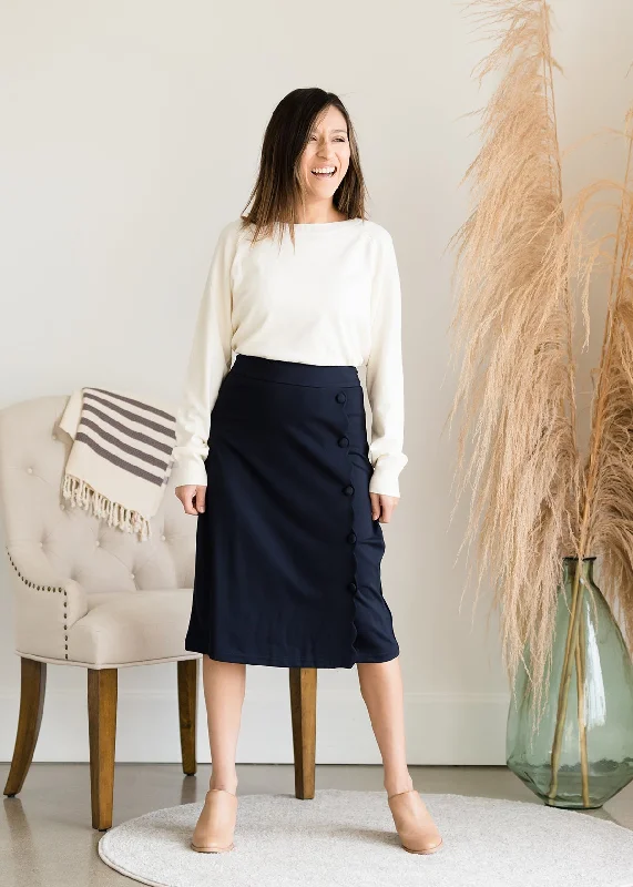 Faux Wrap Midi Pencil Skirt - FINAL SALE silk skirt sleek