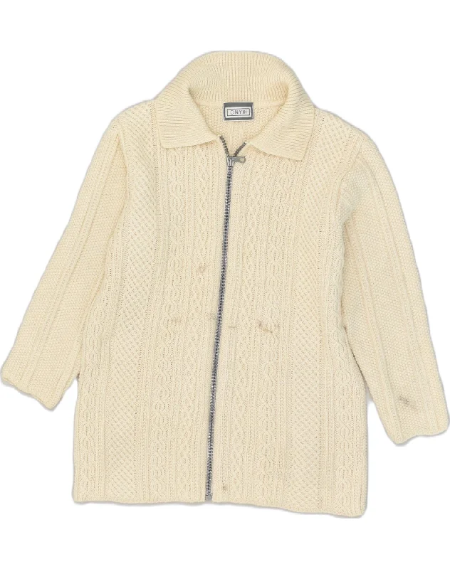 ONYX Womens Cardigan Sweater UK 14 Large Off White Welt Pockets Slit Pockets Flap Pockets ONYX Womens Cardigan Sweater UK 14 Large Off White Welt Pockets Slit Pockets Flap Pockets