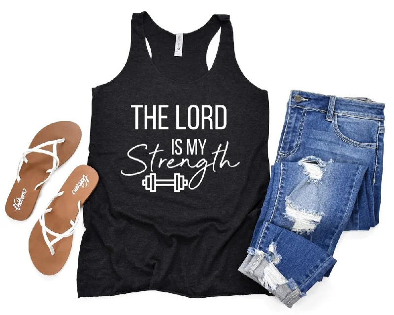 The Lord Is My Strength Ladies Workout Racerback Tank workout tank top