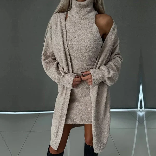 Grace® | Stylish 2-piece set consisting of a cardigan and bodycon dress Handmade Hand-knitted Hand-woven Grace® | Stylish 2-piece set consisting of a cardigan and bodycon dress Handmade Hand-knitted Hand-woven