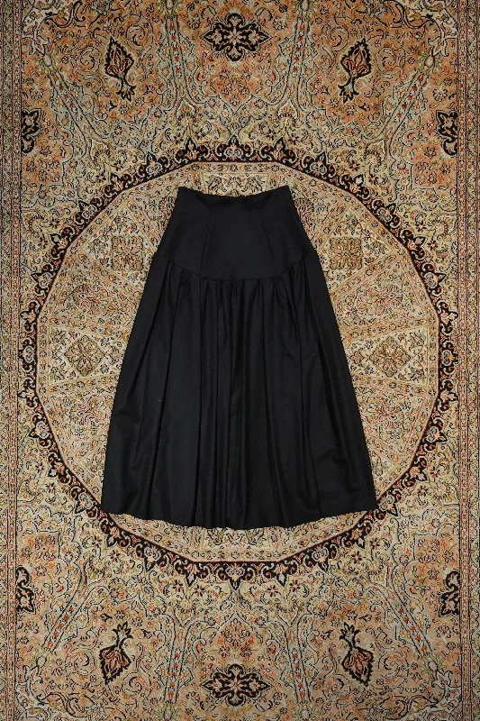 SATORU SASAKI HIGH-WAIST GATHER SKIRT (BLACK) cashmere skirt soft