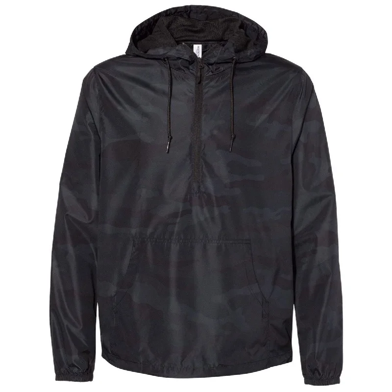 Independent Trading Co. Unisex Black Camo Lightweight Windbreaker Pullover High Neck Pullover